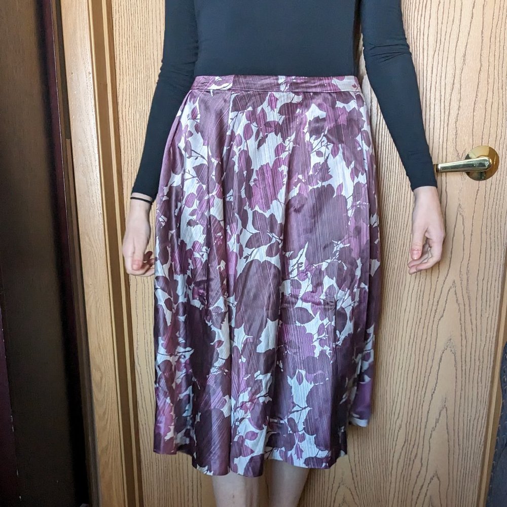 Floral Silk A-line Skirt